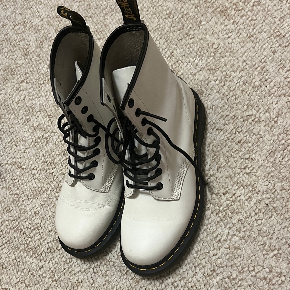 Dr. Martens White and Black Combat Boots